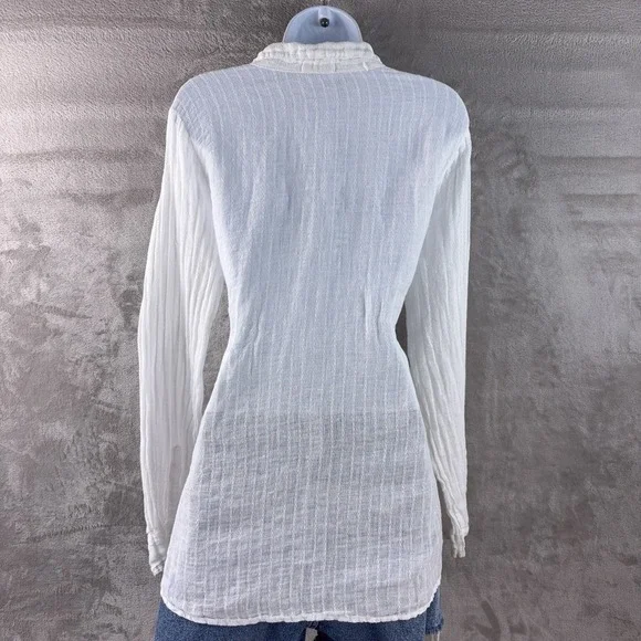 CP Shades Blouse Womens Size Small White Linen Gauze Sheer Relaxed Boho - Picture 2 of 9